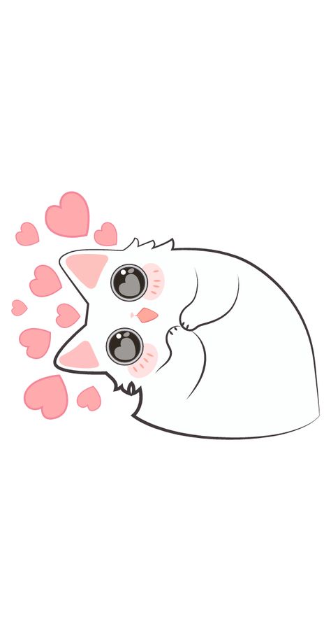 A sticker of cute little kitty with hearts leaning to show you how cute she is. How can you say now to this cute little cat friend?. Little Cat, Cute Kitty, White Cat, How Can, Kitty