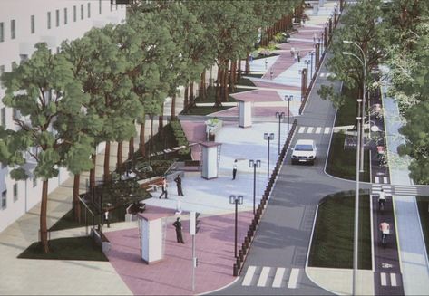 Waterscape Design, Landscape Plaza, Architectural Trees, Streetscape Design, Pavement Design, Urban Design Graphics, Master Thesis, New Urbanism, Urban Landscape Design