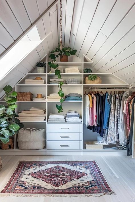 Maximize Space: Slanted Ceiling Closet Ideas Attic Room Storage Slanted Walls, Kitchen Slanted Ceiling, Closet With Vaulted Ceiling, Angle Closet Ideas, Closets For Angled Ceilings, A Frame Closet Ideas, Slope Ceiling Closet Ideas, Angles Ceiling Closet, Closet Sloped Ceiling