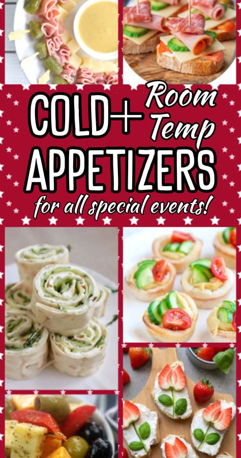 Simple Cold and Room Temp Appetizers For All Parties and Special Events - Easy Shareable Snacks For Party Events. These cold appetizers and room temperature appetizers are cheap party food to feed a crowd at fall potlucks, Christmas parties, holiday cocktail parties, baby shower lunch, birthday and retirement events and so much more! Food Ideas For Work Parties, Party Bus Appetizers, Easy Office Appetizers, Easy Cheap Side Dishes Parties, Easy Sides For Christmas Party, Sharables Appetizers, Easy Make Ahead Party Food For A Crowd, Holiday Party Appetizers Make Ahead, Appetizers For Xmas Party