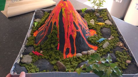 Realistic Volcano Model, Volcano Project Ideas Models, Clay Volcano Project, Volcano Project For Kids Science Fair, Volcano Project Ideas, Volcano Model Project, Valcano Project, Volcano Project For Kids, Volcano Diorama