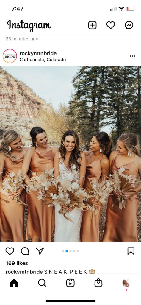 Bronze Wedding Theme, Bronze Bridesmaid Dresses, Bridesmaid Dress Color Schemes, Copper Bridesmaid Dresses, Champagne Wedding Colors, Fall Wedding Bridesmaids, Brown Bridesmaid Dresses, Rust Bridesmaid Dress, Neutral Bridesmaid Dresses