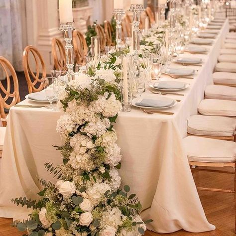 We love designing lush, floral table runners, especially for stunning Rosecliff weddings. Such a statement for the head table 💕  Venue: @newport_mansionsweddings | Linens + Place Settings: @peakeventservices | Planner: @exquisiteeventsplanning  #Regram via @generated Top Table Flowers, Tutu Table Skirt, Tutu Table, Wedding Top Table, Magnolia Garland, Tulle Table Skirt, Wedding Sign Decor, Tulle Table, Rectangle Tables