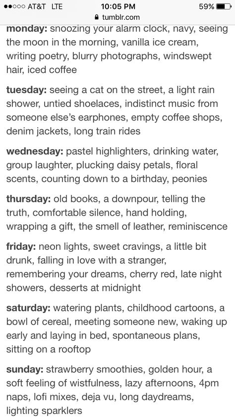 Day Of The Week Aesthetic, Days Of The Week As People, Days Of The Week Aesthetic, Tuesday Aesthetic, Thursday Aesthetic, Birthday Week, Writing Characters, Common Thread, Story Prompts