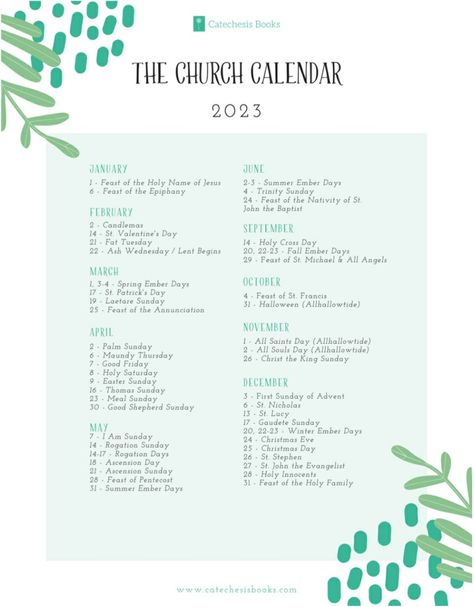 Church Calendar | Spring | catechesisbooks Feast Of The Annunciation, Church Calendar, Bible Learning, Christian Calendar, Christian Holidays, Anglican Church, Holiday Calendar, Holy Cross, Church Ideas