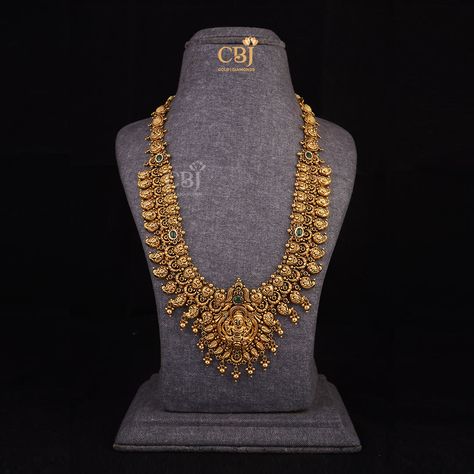 Antique Gold Haram Designs, Haram Necklace Set Gold, Gold Jewels Design Haram, Long Gold Haram Designs Indian, Haram Designs Gold Latest Long With Weight, Antique Long Haram Designs, 60 Grams Gold Haram Designs, Antique Haram Designs Gold, Long Haram Designs Indian