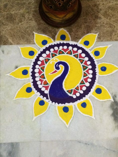 Rangoli Simple Design Easy, Drawing Rangoli, Indian Rangoli Designs, Simple Rangoli Designs, Peacock Flower, Rangoli Designs Simple Diwali, Rangoli Simple, Rangoli Designs Latest, Simple Rangoli Designs Images