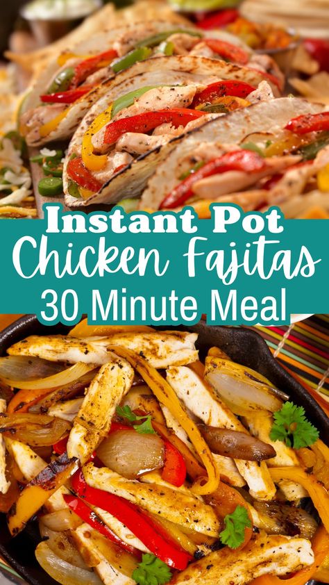 Discover the ultimate Instant Pot Chicken Fajitas recipe that's quick, flavorful, and perfect for busy nights. Juicy chicken, colorful bell peppers, and savory spices come together effortlessly in this mouthwatering dish Chicken And Rice Fajitas, Ninja Foodi Chicken Fajitas, Insta Pot Mexican Chicken Recipes, Chicken And Peppers Instant Pot, Chicken Fajita Recipe Instant Pot, Instant Pot Chicken Fajitas Easy, Instapot Chicken Fajita, Chicken Fajita Instant Pot, Instapot Fajitas