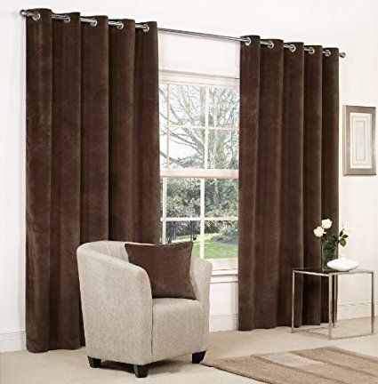 Mesola Velvet Metal Eyelet Ring Top Curtains. 66" x 72" Chocolate Brown Curtains Brown, Brown Bedroom Decor, Traditional Curtains, Brown Curtains, Wide Curtains, Cute Curtains, Velvet Duvet, Green Curtains, Lined Curtains