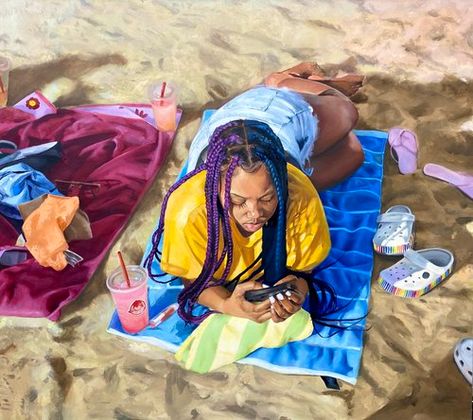 Jurell Cayetano Dulwich Picture Gallery, Afrocentric Art, The Mundane, Texture Paint, African Diaspora, A Level Art, Ap Art, Vintage Poster Art, Book Art Drawings