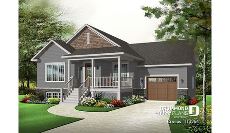 front - BASE MODEL of house plan 3264 Drummond House Plans, Building A Porch, Two Bedroom House, Country Style House Plans, Country House Plan, House With Porch, Transitional House, Garage Plans, Porch Design