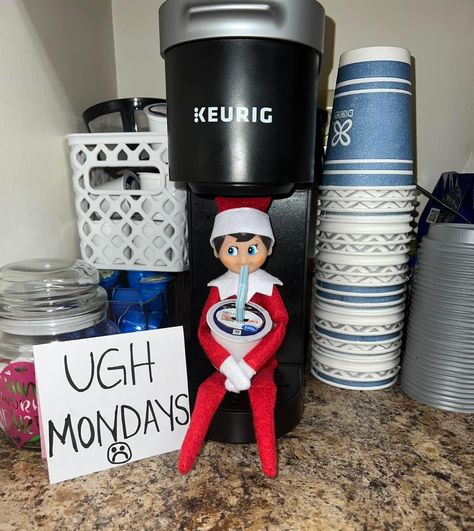 Easy Elf On The Shelf Ideas For Office, Elf On The Shelf Ideas For Monday, Elf On The Shelf Ideas For Friday, Elf On The Shelf Coffee Shop, Elf On The Shelf Ideas Easy Quick, Wild On The Shelf Ideas, Elf Ideas School, Monday Elf On The Shelf, Elf On The Shelf School Bus Ideas