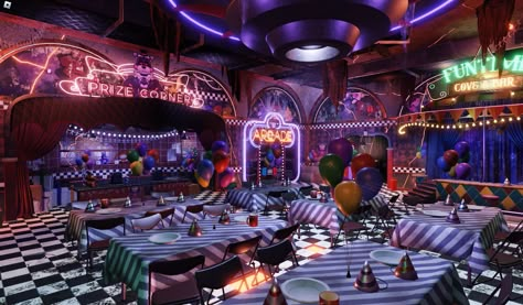 Minecraft Fnaf Pizzaria Build, Fnaf Redesigns, Fnaf Pizzeria, Fnaf Minecraft, Minecraft Fnaf, Diablo Anime, Diner Aesthetic, Weird Core, Fnaf Book