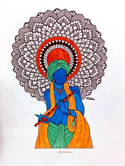 Mandala Art Krishna Mandala, Mandala Illustration, Sri Krishna, Half Saree Designs, Half Saree, Mandala Art, Saree Designs, Krishna, Saree