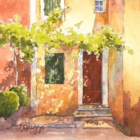 Sunlit Watercolors - Cindy Briggs Art Burano Italy, Stari Grad, Watercolor House Painting, Watercolor Architecture, Watercolor Sunset, Watercolor Pictures, Watercolor Projects, Watercolor Paintings Easy, Painting Workshop