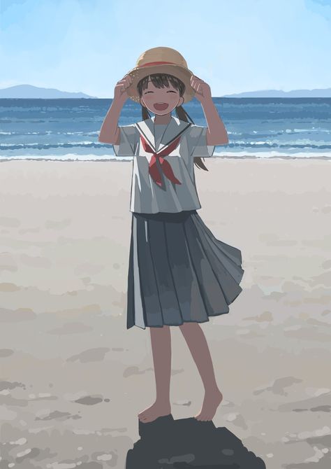 Beach Drawing, Summer Illustration, 캐릭터 드로잉, Amazing Drawings, Environment Concept Art, Anime Scenery Wallpaper, Art Poses, Anime Scenery, Summer Day