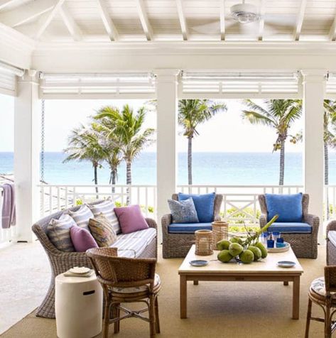 beach home, bahama style, rattan, blue, Tom Scheerer, Beach House Decorating, No Upper Cabinets, Scandi Furniture, Traditional Colonial, Harbour Island, White Shiplap, Island Getaway, Upper Cabinets