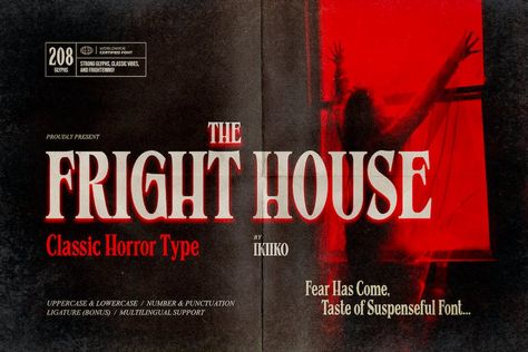 Inspired by classic horror movie posters, The Fright House, with its retro appeal and traditional serif styling, revives the spirit of horror from the 1970s. The nostalgia and appeal of a past of dread is captured by this font, which pays homage to the fonts that covered horror novels, movie posters, and spooky magazines during […] Get your free download of the The Fright House Font now at FreeFontDL - ... Novel Movies, Classic Horror Movies Posters, Horror Novels, Horror Font, Pixel Font, Stylish Text, Horror Novel, Horror Posters, Classic Horror Movies