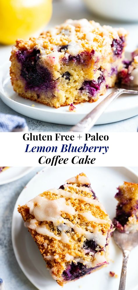 Lemon Blueberry Coffee Cake, Lemon Almond Cake, Paleo Coffee Cake, Blueberry Breakfast Cake, Blueberry Coffee, Blueberry Coffee Cake, Paleo Recipes Breakfast, Paleo Baking, Lemon Blueberry Muffins