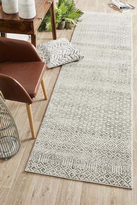 Evoke Diamond Grey Transitional Runner Rug – Rugs a Million Entrance Runner Rugs, Hall Runner Rug, Carpet Runners For Hallways, Hall Ideas, Grey Runner, Modern Rugs Grey, Hall Runner, Carpet Trends, Hallway Designs