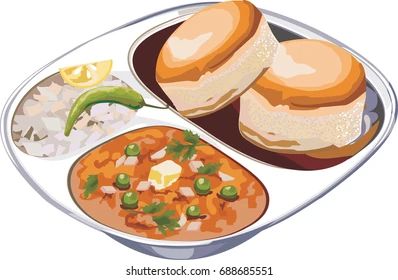 Pav Bhaji Indian Food Illustrations Images, Stock Photos & Vectors | Shutterstock Recipe Book Diy, Bhaji Recipe, Front Page Design, Pav Bhaji, State Foods, Food Illustration Art, Art Painting Gallery, Fashion Mood Board, Menu Design