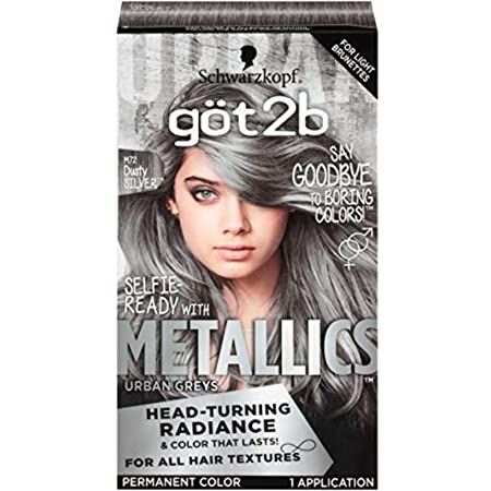 Amazon.com : Got2b Metallic Permanent Hair Color, M71 Metallic Silver : Beauty Got2b Metallics, Metallic Hair Color, Silver Hair Dye, Schwarzkopf Got2b, Light Brunette, Grey Hair Dye, Light Blonde Hair, Silver Hair Color, Cool Blonde