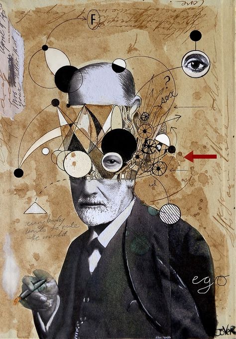 Freud with abstracted concepts by Loui  Jover Psychoanalysis Art, Loui Jover, Dada Art, Art Et Illustration, Original Collage, Art And Illustration, Trippy Art, A Collage, Art Movement