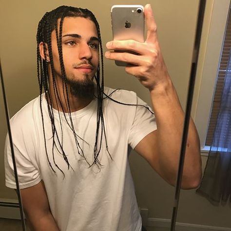 Image may contain: 1 person, phone Men Braids, King Lebron James, King Lebron, Latino Men, Twist Styles, Hair Twist Styles, Mens Braids, Dreadlock Hairstyles, Curly Hair Men