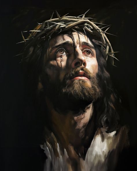 I Am The Designer Of This Artwork.   Jesus Wearing Crown Of Thorns, Digital download Painting High Resolution Image.  15MB-DPI 350  *After purchase, you can access your downloads by visiting your Etsy Profile > Purchases and Reviews. This is NOT a physical item, No Item Will Be Mailed To You. Personal Use Only No Rights to resell on Merchandise.  No rights to resell this download.  Extended License May Be Available. If You Have Any questions or looking for something Unique Please Feel Free To Co Jesus Wearing Thorn Crown, Crown Of Thorns Aesthetic, Jesus With Thorn Crown, Jesus Profile Picture, Crown Of Thorns Painting, Jesus Thorn Crown, Crown Of Thorns Art, Jesus Christ Aesthetic, Jesus With Crown Of Thorns