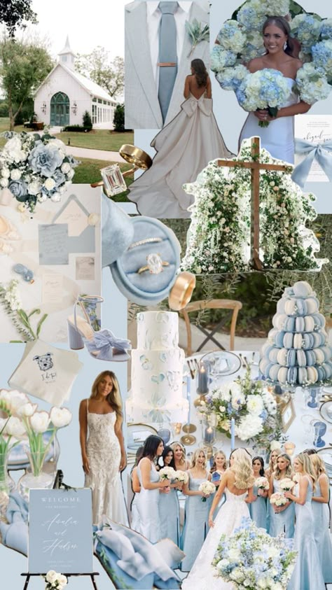 Wedding Vision Board, French Blue Wedding, Fairytale Wedding Dress, Baby Blue Weddings, Blue Wedding Decorations, Blue And White Wedding, Light Blue Wedding, Fairy Tale Wedding Dress, East Coast Wedding