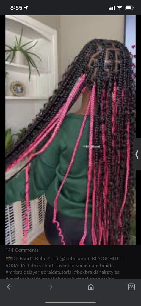 Peekaboo Braids, Black Hair Protective Styles, School Braids, Colored Box Braids, Colored Braids, Goddess Braids Hairstyles, Birthday Hair, Protective Hairstyles Braids, Back To School Hairstyles