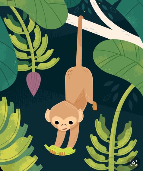 Jungle Monkey Illustration, Monkey Jungle Illustration, Monkey Cute Illustration, Tropical Animals Illustration, Monkey Illustration Design, Monkey Art Illustration, Chimpanzee Illustration, Monkeys Illustration, Monkey Mural