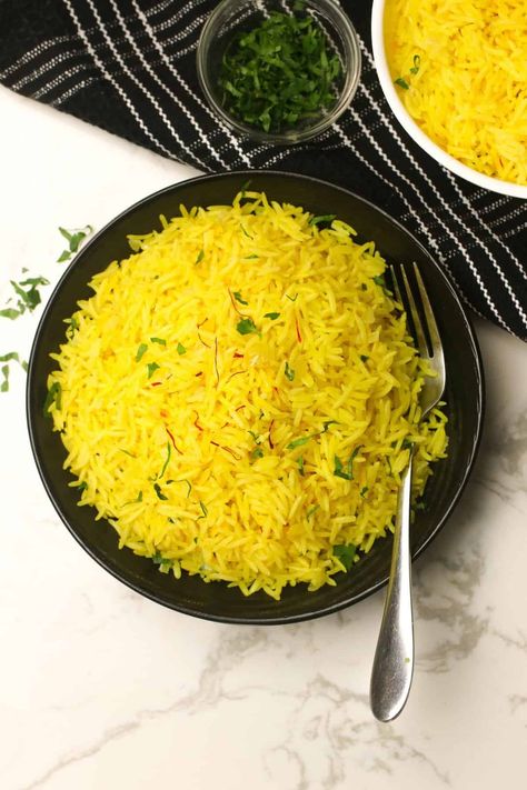 Saffron Rice - Immaculate Bites Saffron Rice, Spice Mix Recipes, Homemade Condiments, Cookout Food, Soup Recipes Slow Cooker, Savoury Baking, Main Course Recipes, Lamb Recipes, Caribbean Recipes