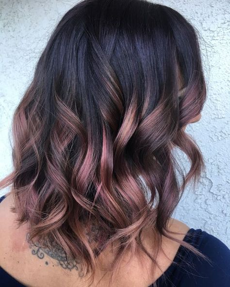 Gold Balayage, Rose Gold Balayage, Purple Ombre Hair, Gold Hair Colors, Plum Hair, Hair Color Rose Gold, Brown Ombre Hair, Hair Color Burgundy, Balayage Blonde