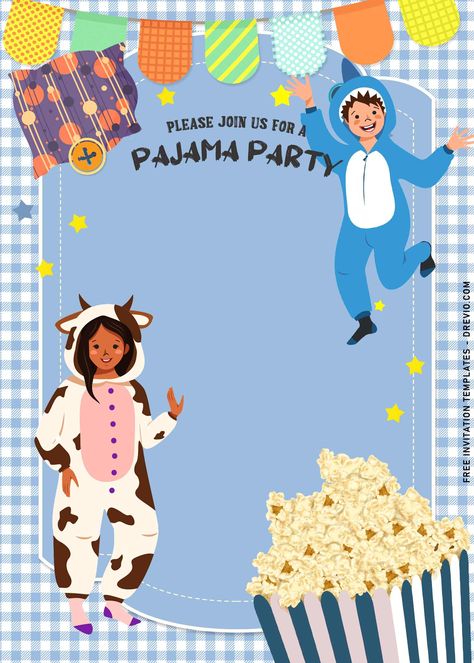 Pyjama Party Invitation, Pajama Party Kids, Sleepover Invitations, Slumber Party Birthday, Pyjamas Party, Pajamas Party, Pijama Party, Cute Birthday Ideas, Free Printable Birthday Invitations