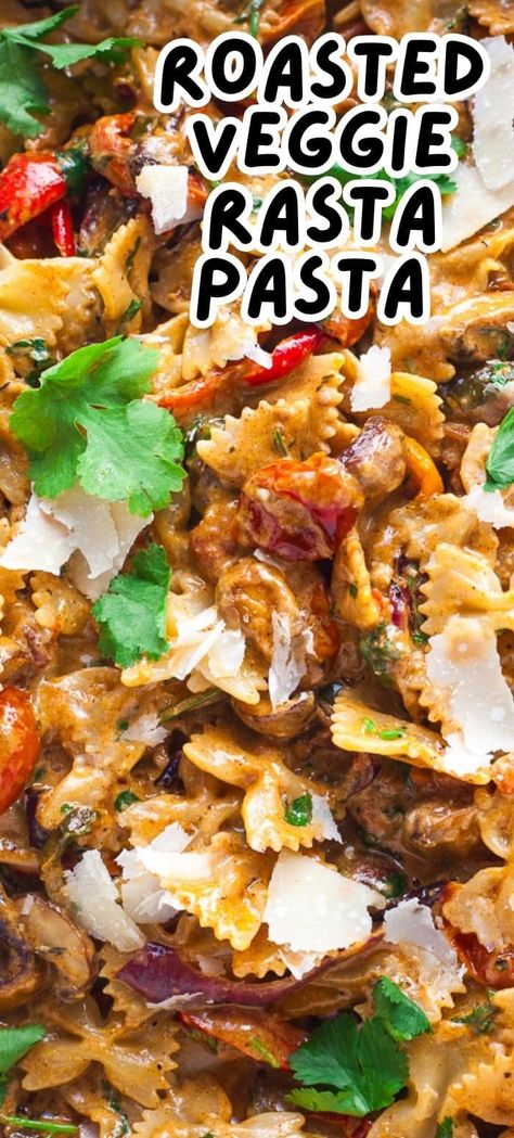 A vegetarian rasta pasta recipe made with roasted veggies for an extra rich flavor! It takes a little time but it's easy and foolproof. Rasta Pasta Vegetarian, Rasta Pasta Recipe, Creamy Cheesy Pasta, Rasta Pasta, Vegetarian Main Course, Pasta Rice, 2024 Recipes, Vegetarian Life, Lasagna Pasta