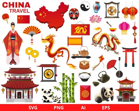 Chinese Culture Design, China Decorations, Chinese Culture Art, Calendars Design, Prints Sticker, Chinese Clipart, Chinese Party, Chinese Travel, Dragon Clipart