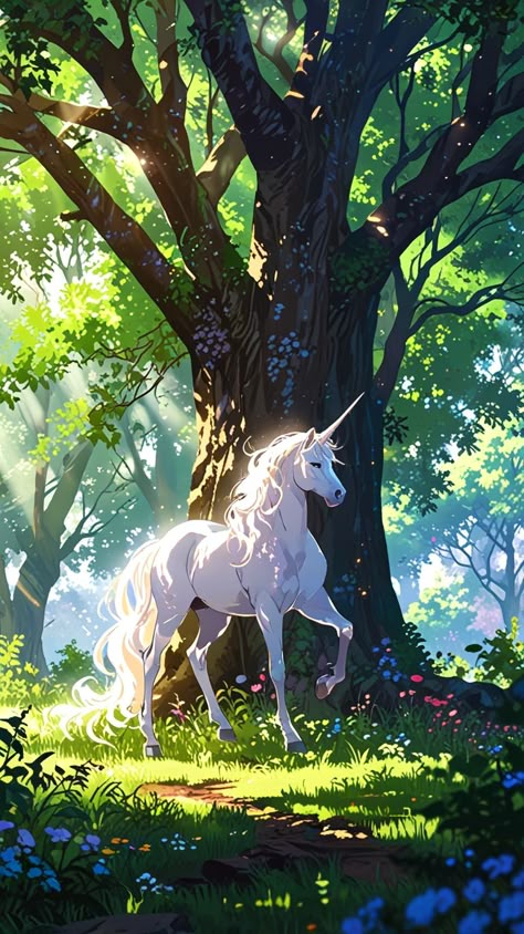 Majestic white unicorn #fantacy #anime Fantasy Unicorn Art, Unicorn Background Wallpapers, The Last Unicorn Wallpaper, Scary Unicorn, Unicorns Art, Dragon And Unicorn, Unicorn Background, Pegasus Art, Majestic Unicorn