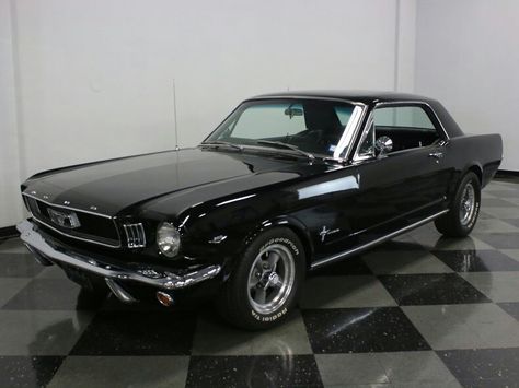 Black '65 Ford Mustang Mustang 1966, Ford Mustang Classic, Black Mustang, 65 Mustang, White Ferrari, Ford Mustang Coupe, Mustang For Sale, Ford Mustang For Sale, 1966 Ford Mustang