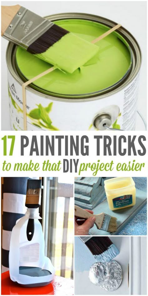 17 Painting Tricks to Make that DIY Project Easier Paint Tricks, Painting Tricks, Painting Hacks, Paint Tips, Home Remodeling Diy, How To Make Paint, Diy Remodel, Diy Home Repair, Diy Interior