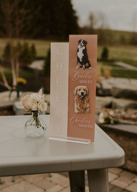 Dog Wedding Ideas, How to Include Your Dog in Your Wedding Day, Wedding Outfits for Dogs, Wedding Dog Ideas, Dogs in Wedding Ceremony, Wedding Dog Favors, Dog Treats Wedding Favors, Dog Signature Wedding Drink, Dog Signature Cocktail Sign Signature Cocktail Wedding Sign With Dog, Include Dogs In Wedding, Dog Cocktails Wedding, Signature Wedding Drinks Sign With Dog, Dog Sign Wedding, Dog Signature Cocktail Sign, Intiment Wedding Ideas, Dog Cocktail Sign, Dog Drink Wedding