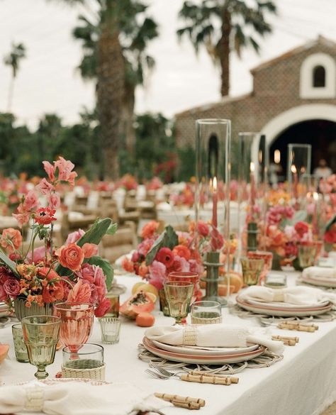 Cabo Themed Party, Mexico Wedding Florals, Sunset Color Wedding Theme, Spanish Wedding Aesthetic, Sunset Palette Wedding, Sunset Color Palette Wedding, Cabo Party, Sunset Wedding Theme, Sunset Wedding Colors