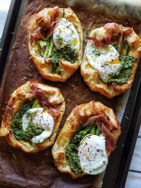 Mediterranean Breakfast Aesthetic, Poached Egg Breakfast, Italian Brunch, Asparagus Tart, Breakfast Tart, Whipped Feta, Poached Egg, Easy Brunch, Think Food