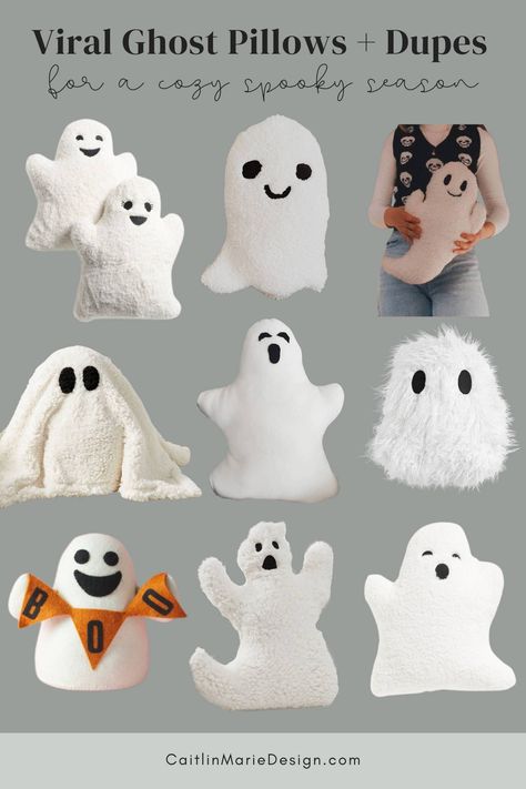 tiktok viral ghost shaped pillow roundup, pottery barn ghost pillow dupes 2023, sherpa ghost pillow, cute boho cozy halloween decor, novogratz ghost pillow Sew Ghost Pillow, Skeleton Pillow Diy, Gus The Ghost Pillow, Sherpa Ghost Diy, Cute Ghost Decorations, Gus The Ghost Pillow Diy, Ghost Pillow Pattern Free, Cute Ghost Halloween Decor, Pottery Barn Ghost Pillow Diy