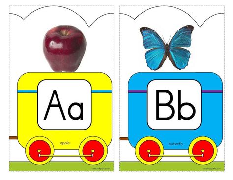 Alphabet Activities and Printables for Preschool and Kindergarten - KIDSPARKZ Alphabet Train Printable, Alphabet Wall Decor, Preschool Theme Activities, Games For Preschool, Alphabet Train, Classroom Decor High School, Transportation Preschool, Kids Literacy, Preschool Activities Toddler