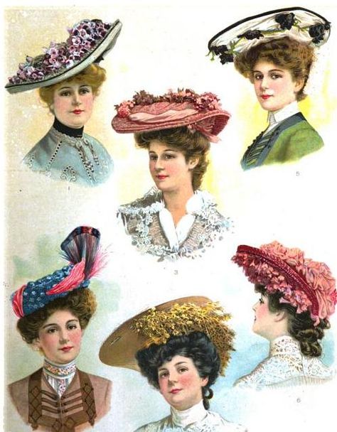 The newest fashions (in 1903) | Slumberland Hipster Coffee Shop, Edwardian Hats, Edwardian Hat, Edwardian Wedding, Junk Journal Printables, Victorian Hats, Fashion Articles, Cozy Mysteries, Vintage Hats