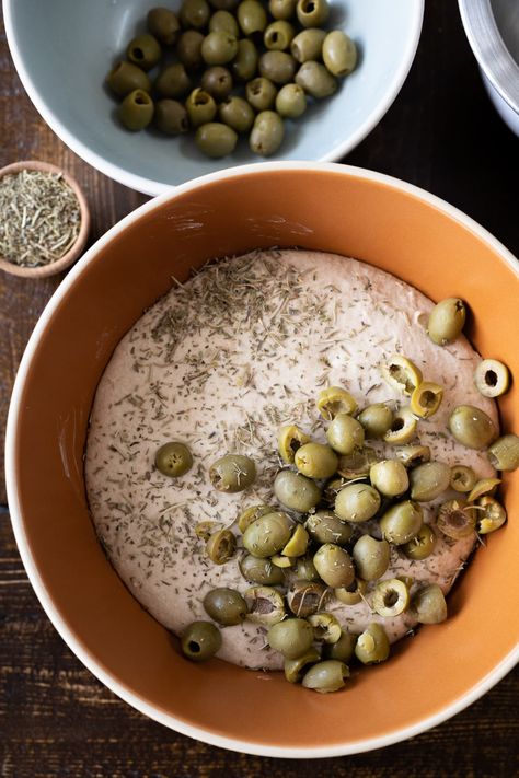 Green Olive and Herb Sourdough Bread | The Perfect Loaf Herb Sourdough Bread, Green Olive Bread, Bake Sourdough Bread, Olive Loaf, The Perfect Loaf, Foccacia Bread, Bread Substitute, Olive Bread, Herb Bread