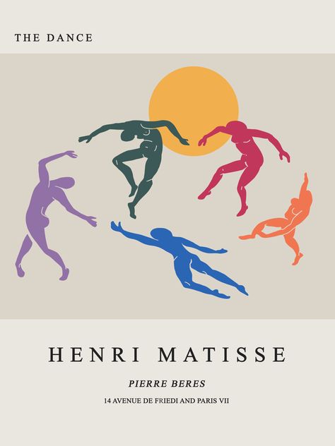 The Dancers Matisse, Matisse The Dance Poster, Dancing Graphic Design, Matisse Dancing Figures, Dance Illustration Art, The Dance Matisse, Modern Dance Art, Henri Matisse The Dance, Matisse Tattoo