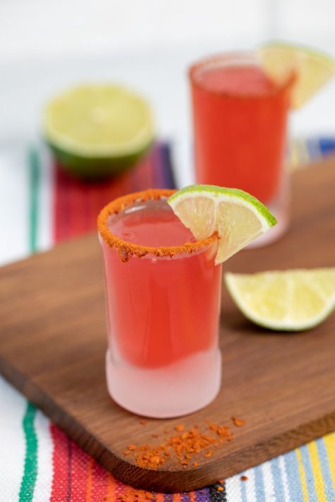 Mexican Candy Shots - Festive Tequila Shots Tequila Shot Recipes, Mexican Candy Shots, Candy Shots, Flavored Alcohol, Complicated Recipes, Watermelon Flavor, Kid Friendly Drinks, Mexican Drinks, Best Tequila