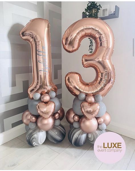 13 Balloon Bouquet, 13th Birthday Party Ideas For Girls, Party Balloons Diy, Balloon Bouquet Diy, Balloon Display, Diy Balloon Decorations, Balloon Arrangements, Birthday Party For Teens, Large Balloons